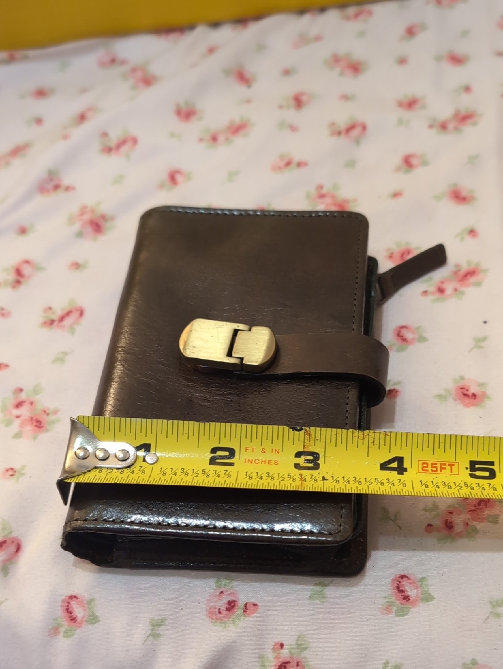 Brown Leather Strap Wallet With GoldTone Buckle
